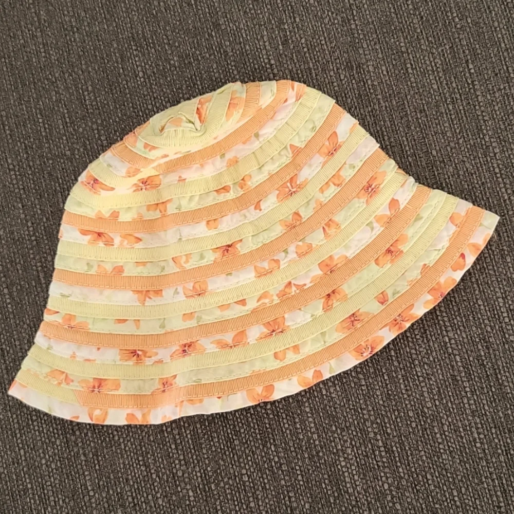 GYMBOREE VINTAGE Grosgrain Ribbon Bucket Hat Sun Beach Baby Girls 6-18 Months